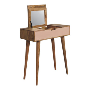 English Elm Solid Mango Wood Compact Vanity with Foldable Mirror Four Compartments Nordic Style B182P186208