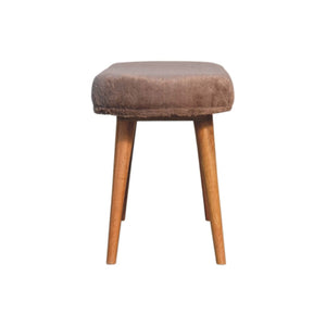 English Elm Solid Mango Wood Bench with Plush Faux Fur Seat and Oak Tone Nordic Legs for Bedroom B182P186249