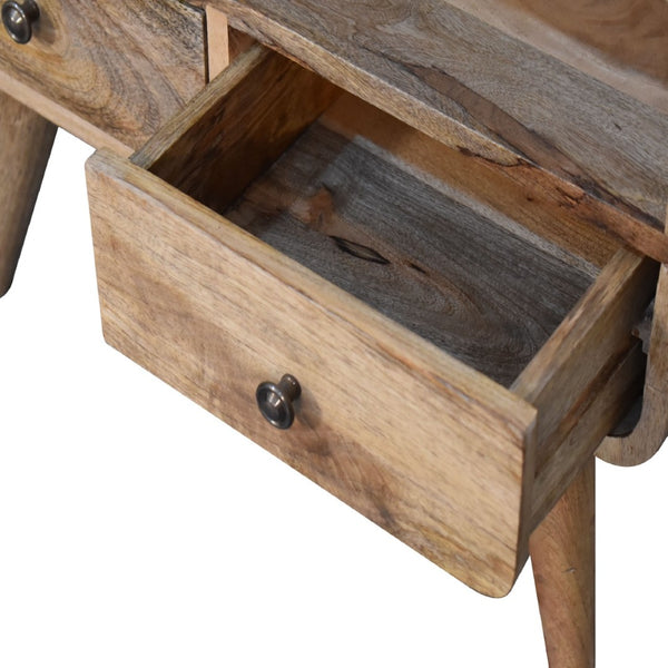 English Elm Solid Mango Wood Media Console with Drawers Open Shelf Scandinavian Tapered Legs B182P186270