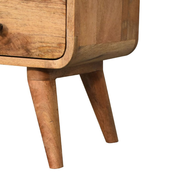 English Elm Solid Mango Wood Media Console with Drawers Open Shelf Scandinavian Tapered Legs B182P186270