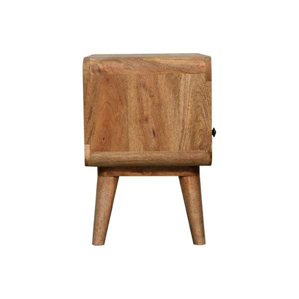 English Elm Solid Mango Wood Media Console with Drawers Open Shelf Scandinavian Tapered Legs B182P186270