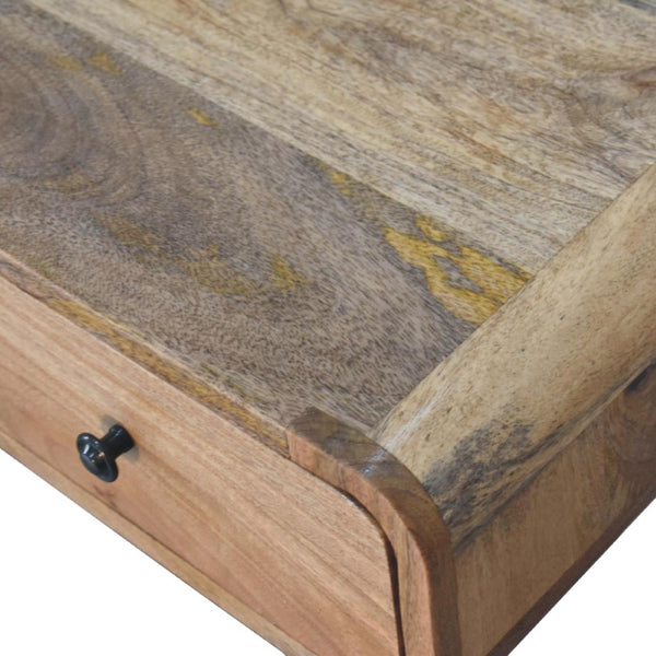 English Elm Solid Mango Wood Writing Desk with Brass Knob Drawer and Nordic Tapered Legs B182P186293