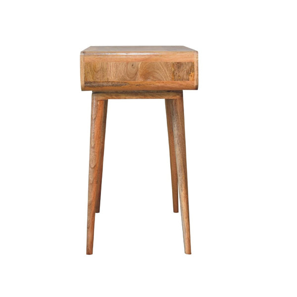 English Elm Solid Mango Wood Writing Desk with Brass Knob Drawer and Nordic Tapered Legs B182P186293