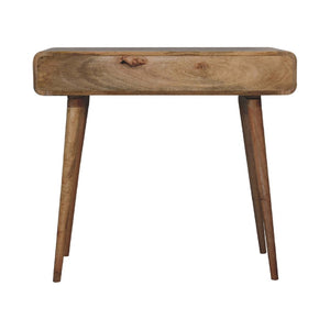 English Elm Solid Mango Wood Writing Desk with Brass Knob Drawer and Nordic Tapered Legs B182P186293