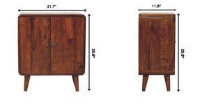 English Elm Solid Mango Wood Two Door Cabinet with Nordic Legs Chestnut Finish Compact Storage B182P257625