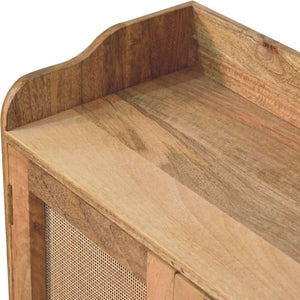 English Elm Solid Mango Wood Rattan Door Cabinet with Nordic Legs and Mid-century T-bar Handles B182P257654