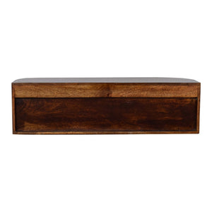 English Elm Solid Mango Wood Floating Nightstand with Drawer and Open Shelf for Modern Bedrooms B182P279156