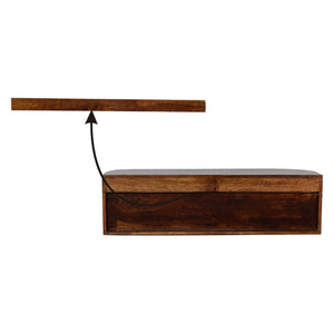 English Elm Solid Mango Wood Floating Nightstand with Drawer and Open Shelf for Modern Bedrooms B182P279156