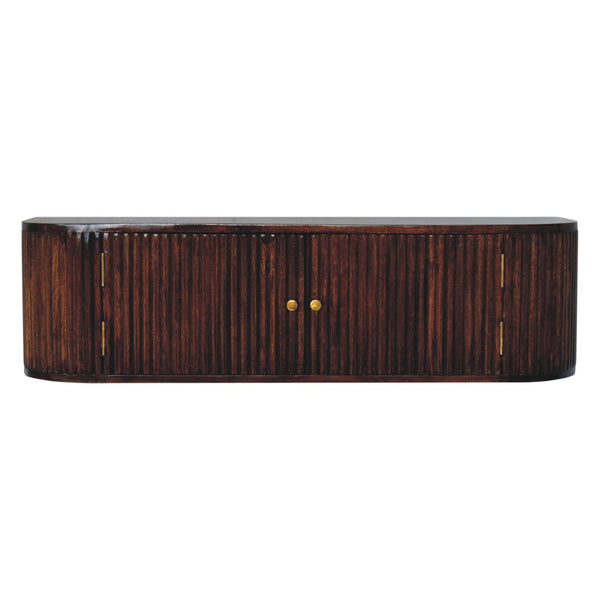 English Elm Solid Mango Wood Floating Nightstand with Drawer and Open Shelf for Modern Bedrooms B182P279156
