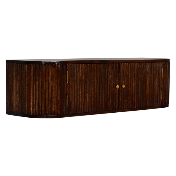 English Elm Solid Mango Wood Floating Nightstand with Drawer and Open Shelf for Modern Bedrooms B182P279156