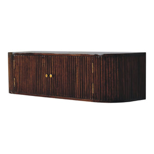 English Elm Solid Mango Wood Floating Nightstand with Drawer and Open Shelf for Modern Bedrooms B182P279156