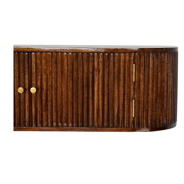 English Elm Solid Mango Wood Floating Nightstand with Drawer and Open Shelf for Modern Bedrooms B182P279156