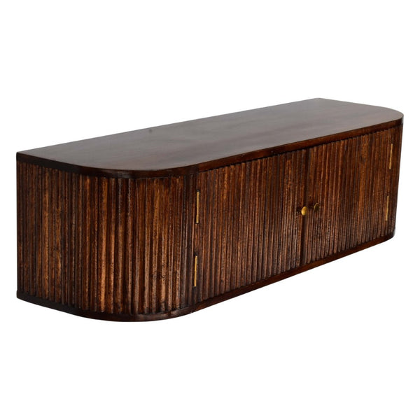 English Elm Solid Mango Wood Floating Nightstand with Drawer and Open Shelf for Modern Bedrooms B182P279156