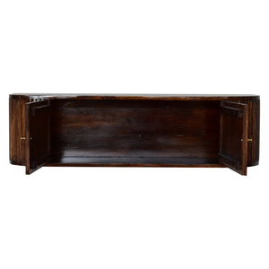 English Elm Solid Mango Wood Floating Nightstand with Drawer and Open Shelf for Modern Bedrooms B182P279156