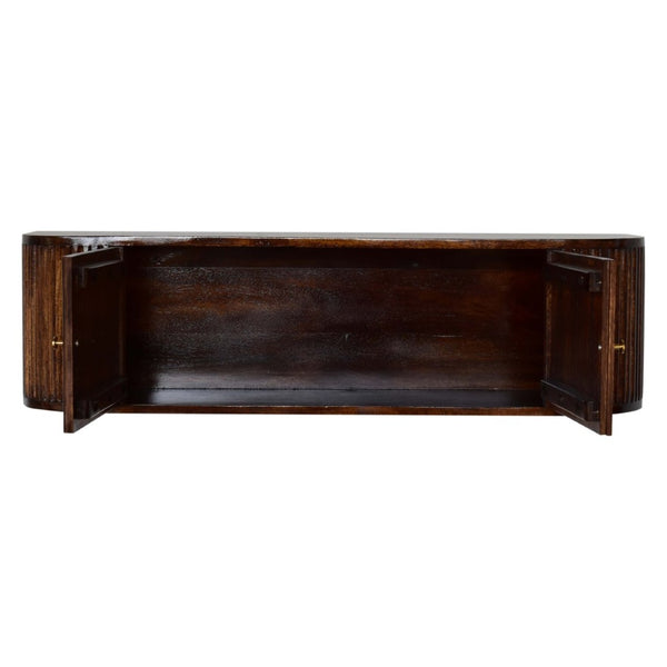 English Elm Solid Mango Wood Floating Nightstand with Drawer and Open Shelf for Modern Bedrooms B182P279156