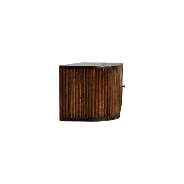 English Elm Solid Mango Wood Floating Nightstand with Drawer and Open Shelf for Modern Bedrooms B182P279156
