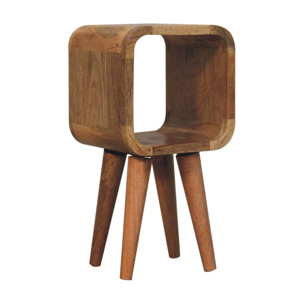 English Elm Solid Mango Wood Mini Nightstand Tapered Legs Natural Grain Compact Bedroom Accent B182P279183