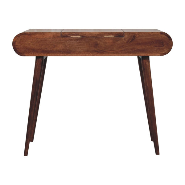 English Elm Solid Mango Wood Vanity Table with Foldable Mirror Nordic Legs Bedroom Storage B182P279226