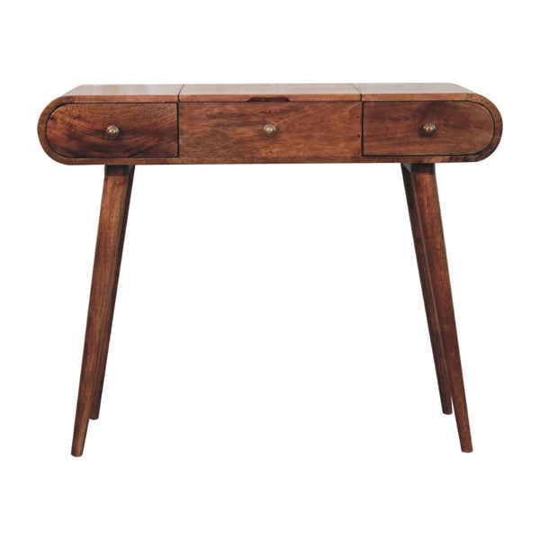 English Elm Solid Mango Wood Vanity Table with Foldable Mirror Nordic Legs Bedroom Storage B182P279226