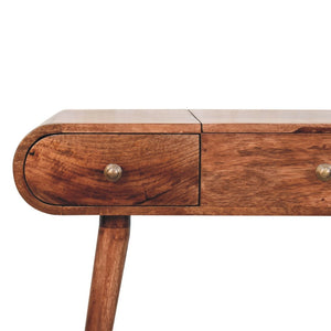 English Elm Solid Mango Wood Vanity Table with Foldable Mirror Nordic Legs Bedroom Storage B182P279226