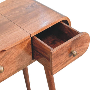 English Elm Solid Mango Wood Vanity Table with Foldable Mirror Nordic Legs Bedroom Storage B182P279226