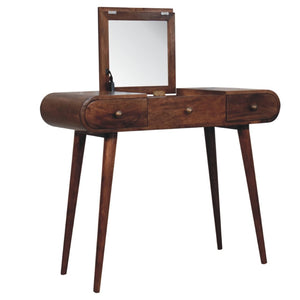 English Elm Solid Mango Wood Vanity Table with Foldable Mirror Nordic Legs Bedroom Storage B182P279226