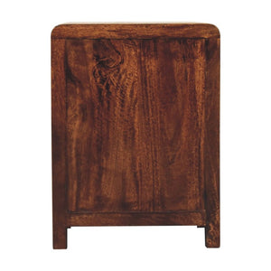 English Elm Solid Mango Wood Nightstand with Brass Knobs and Three Drawers for Modern Bedrooms B182P279271