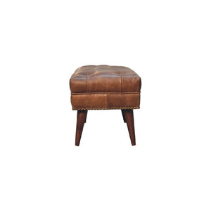 English Elm Solid Mango Wood Buffalo Leather Tufted Bench for Bedroom or Entryway Accent B182P280813