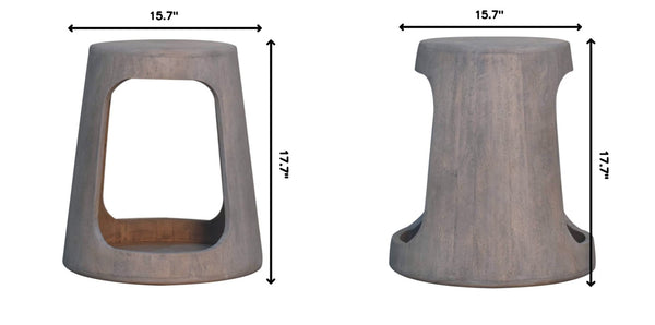 English Elm Solid Mango Wood Open Frame Side Table with Hand Finished Acid Wash Grain Texture B182P284343