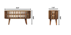 English Elm Solid Mango Wood Media Shelf Unit Two Open Shelves Japandi Style Living Room B182P284368