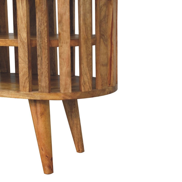 English Elm Solid Mango Wood Media Shelf Unit Two Open Shelves Japandi Style Living Room B182P284368