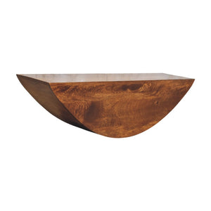 English Elm Solid Mango Wood Crescent Wall Shelf Handcrafted Sculptural Display for Any Room B182P291655