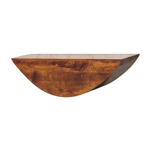 English Elm Solid Mango Wood Crescent Wall Shelf Handcrafted Sculptural Display for Any Room B182P291655