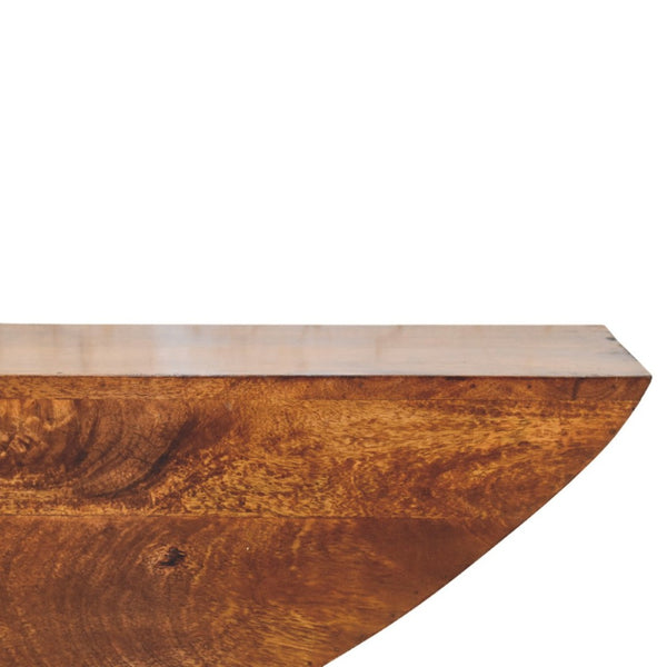 English Elm Solid Mango Wood Crescent Wall Shelf Handcrafted Sculptural Display for Any Room B182P291655