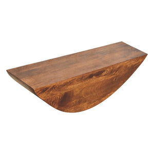 English Elm Solid Mango Wood Crescent Wall Shelf Handcrafted Sculptural Display for Any Room B182P291655