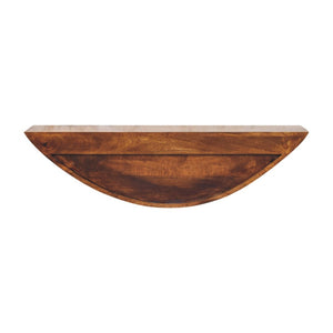 English Elm Solid Mango Wood Crescent Wall Shelf Handcrafted Sculptural Display for Any Room B182P291655