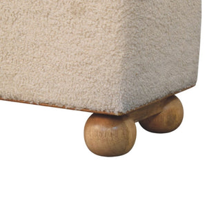 English Elm Boucle and Buffalo Hide Lift Top Storage Ottoman Artisan Handcrafted Bedroom Accent B182P294022