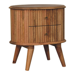 English Elm Solid Mango Wood Nightstand Scandinavian Style 3 Drawer Bedside with Ball Feet B182P294953