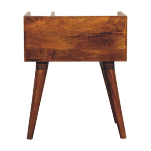 English Elm Chestnut Collective Solid Mango Wood Nightstand with Brass Knob and Nordic Tapered Legs B182P315317