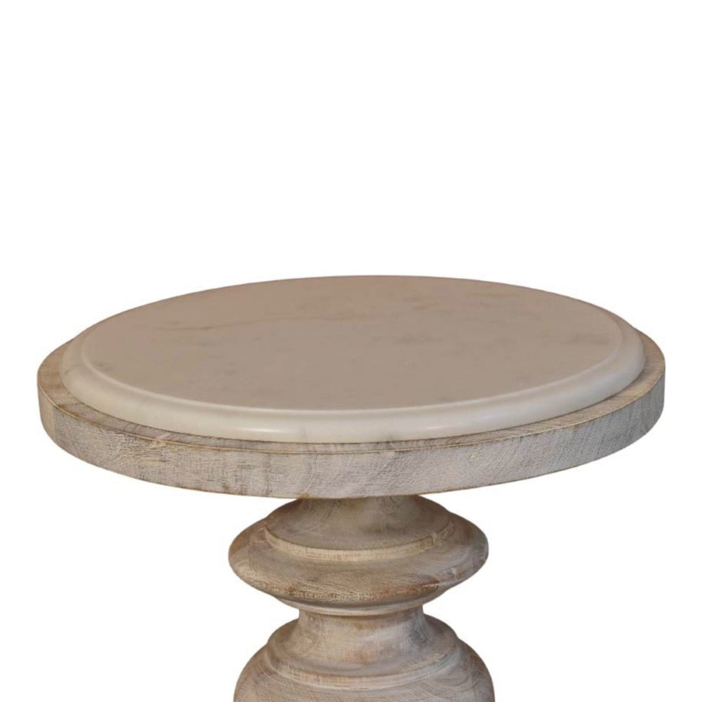 English Elm Solid Mango Wood and Marble Top Accent Table for Living Room Bedroom or Entryway B182P372118