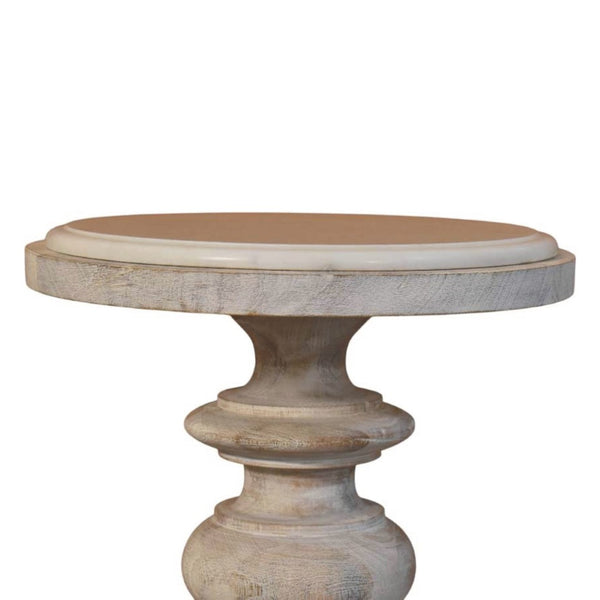 English Elm Solid Mango Wood and Marble Top Accent Table for Living Room Bedroom or Entryway B182P372118