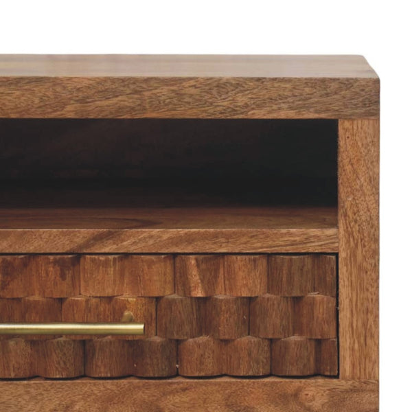 English Elm Solid Mango Wood Floating Nightstand with Drawer and Shelf for Rustic Bedrooms B182P372182