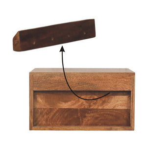 English Elm Solid Mango Wood Floating Nightstand with Drawer and Shelf for Rustic Bedrooms B182P372182