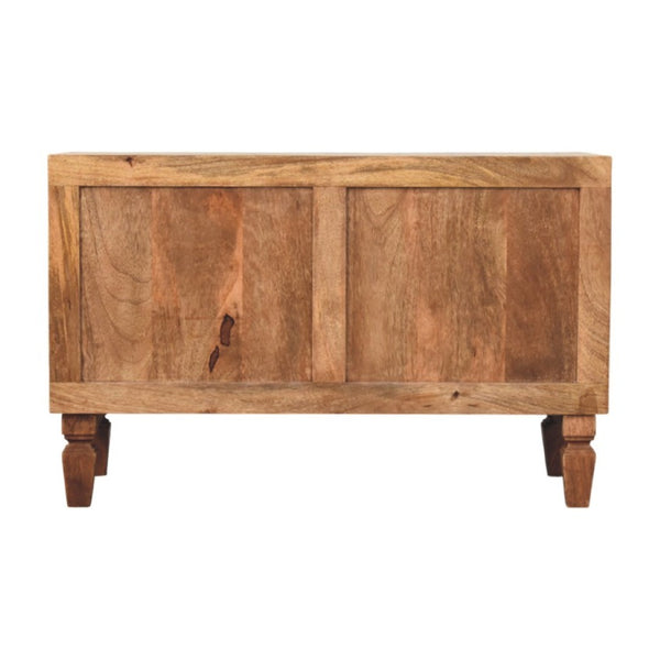 English Elm Solid Mango Wood Shoe Storage Bench with Two Drawers and Open Shelf for Entryway B182P372184