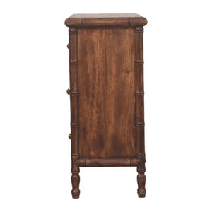 English Elm Solid Mango Wood Chest with Hand-carved Bamboo Motif Drawers for Warm Bedroom Decor B182P372190