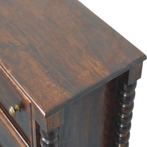 English Elm Solid Mango Wood Barclay Three Drawer Chest with Turned Legs and Oak Grain Finish B182P391932