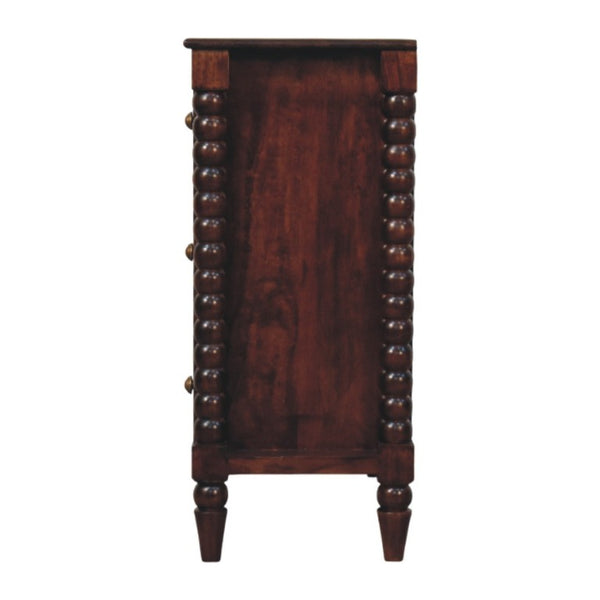 English Elm Solid Mango Wood Barclay Three Drawer Chest with Turned Legs and Oak Grain Finish B182P391932