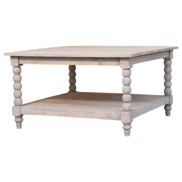 English Elm Solid Mango Wood Round Coffee Table Woven Rattan Bohemian Living Room Accent Acid Wash B182P391936