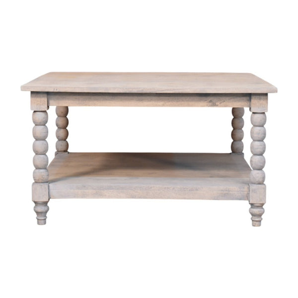 English Elm Solid Mango Wood Round Coffee Table Woven Rattan Bohemian Living Room Accent Acid Wash B182P391936