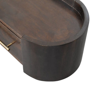 English Elm Artisan Solid Mango Wood Floating Nightstand with Curved Edge and Mocha Finish B182P443504